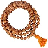 Sandalwood Japa Mala 8MM – White Chandan Mala Aromatic Fragrant Hand-Knotted Tibetan Prayer Beads for Meditation, Yoga, Chanting, Bracelet & Necklace Jewelry | Genuine Nepal Buddhist Wooden Mala