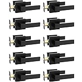 Tinewa 10 Pack No Lock Passage Door Lever, Reversible Door Handle Without Locking for Right/Left Handed Door, Matte Black Hea