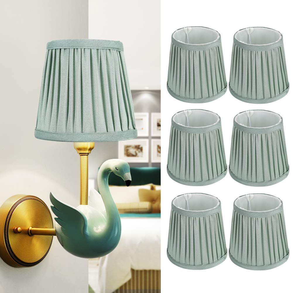 Topyond Lamp Shade, 6Pcs Modern Wall Light Lampshade Light Shades for Table Lamp Green Lamp Shades for Ceiling Lights and Wall Lamps for E14 Chandelier with Ring