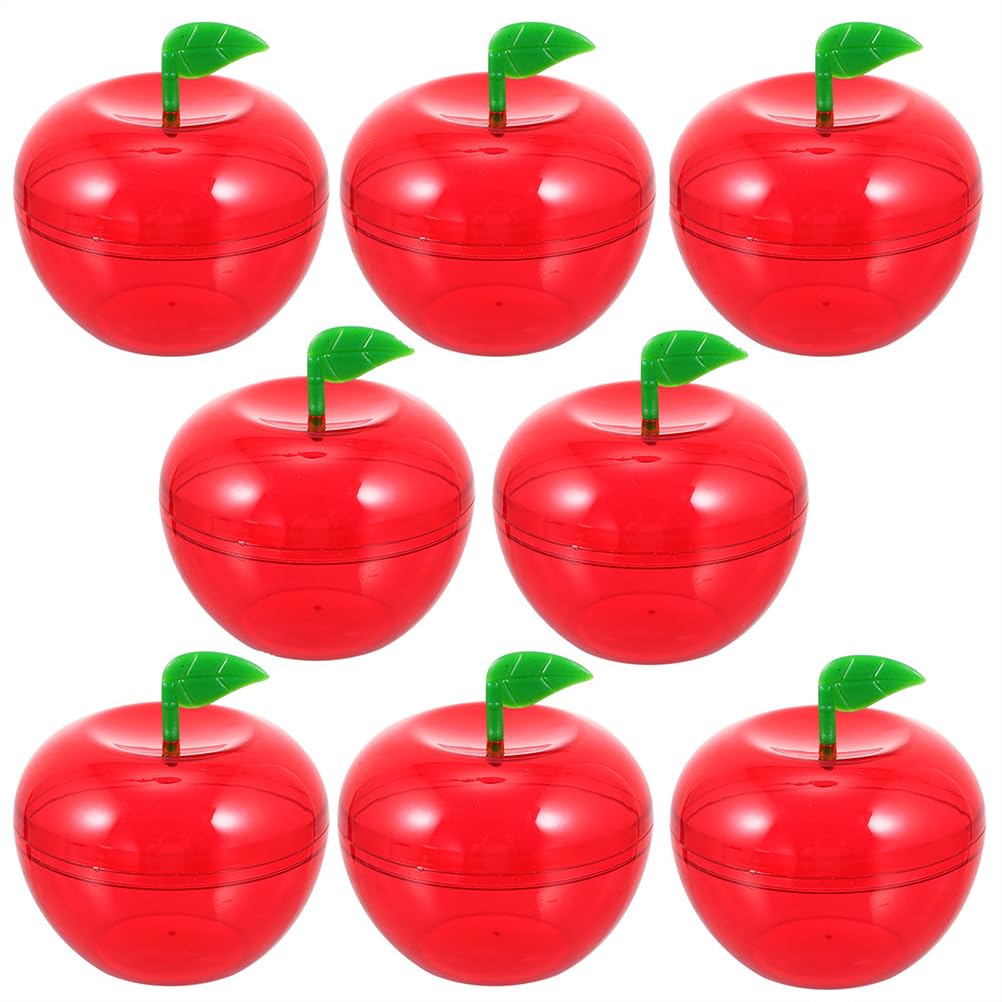 8pcs Apple Containers Small Plastic Candy Toy Gift Filled Containers Bobbing Apples Candy Jar Gifts for Christmas Valentine's Day Wedding Snow Party Favor (9X9X8. 2CM)