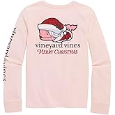 vineyard vines Girls' Mrs. Claus Character Whale Long-Sleeve Pocket Tee