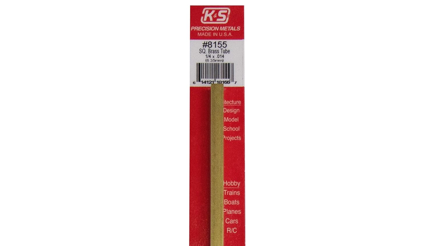 K/&S 12in 5//32 Square Brass Tube .014 Wall 8152
