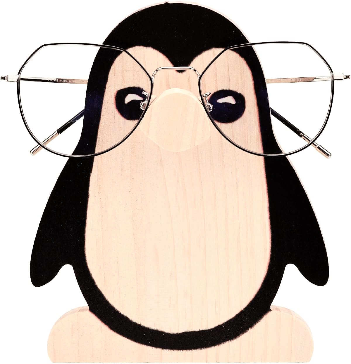 Vibbang Wood Glasses Holder Stand, 3D Wooden Puzzle Eyeglasses Stand, Penguin Holder Sunglasses Display Rack Gifts Home Office Desk Decor, Novelty Penguin Gifts for Women Men Kids
