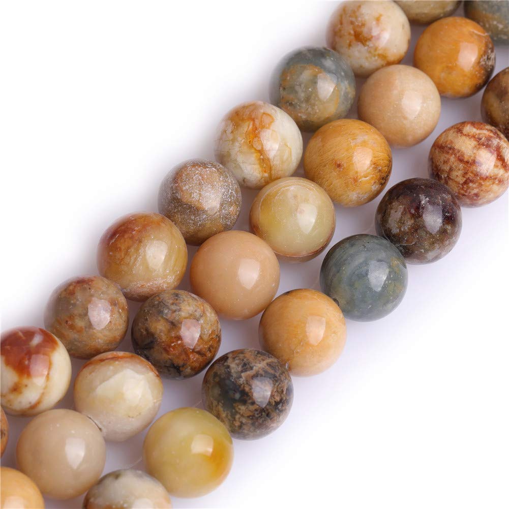 GEM-Inside Natural 12mm Hua Show Jade Round Gemstone Semi Precious Loose Beads for Jewellery Making 15''