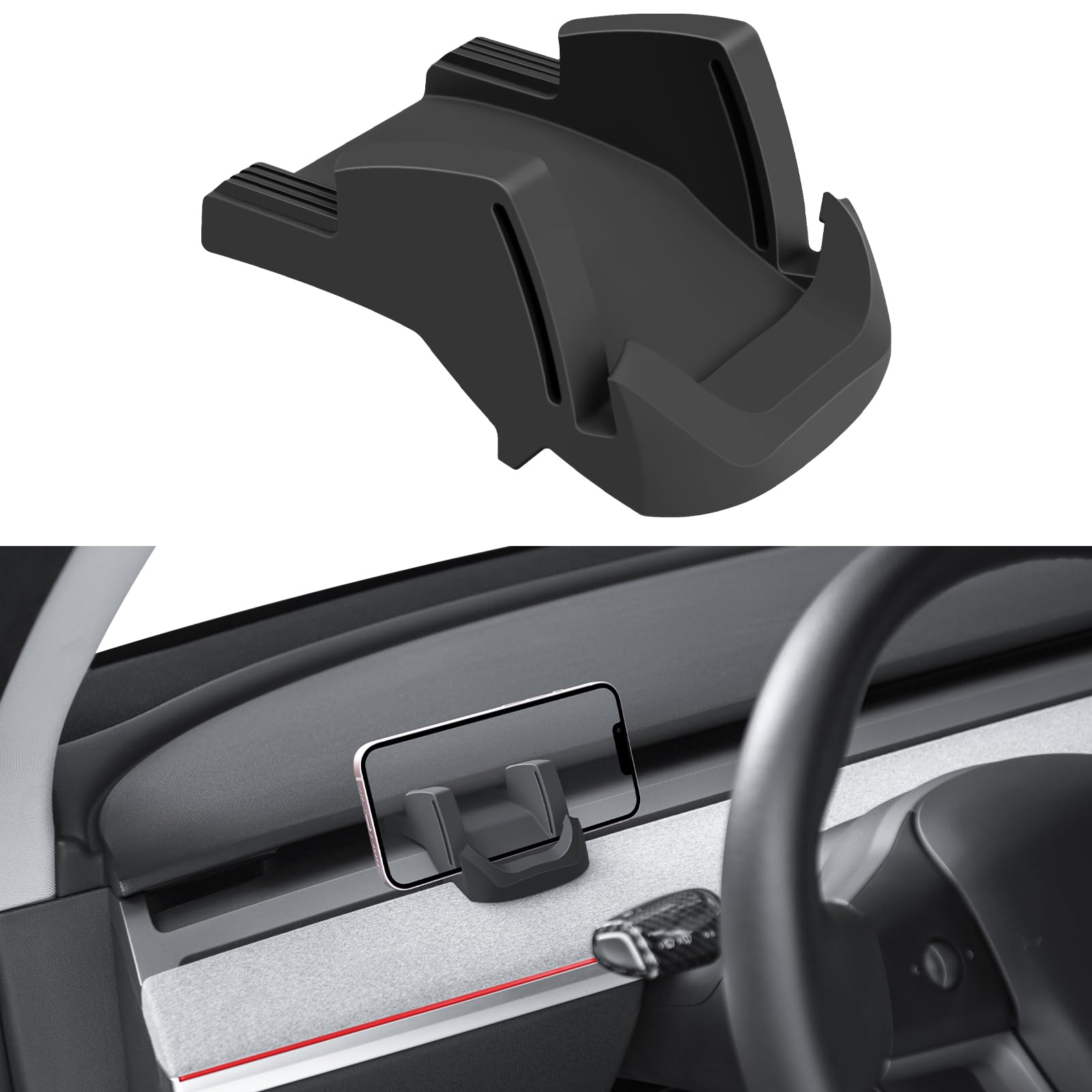 Photo 1 of KUNIST Silicone Phone Mount Holder for Tesla Model Y 2021-2025 and 2017-2023 Model 3 Accessories (Non Destructive)
