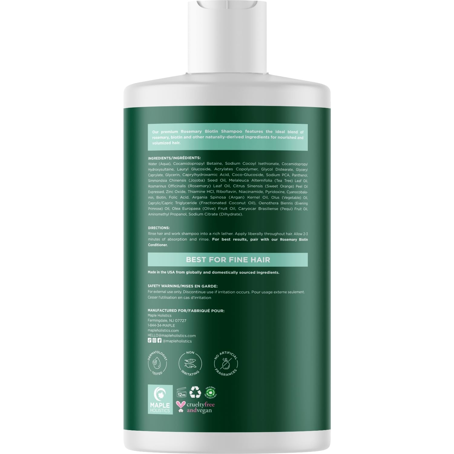 Volumizing Biotin and Rosemary Shampoo - Vegan Rosemary Biotin Shampoo for Thinning Hair for Women and Men with Nourishing B Vitamins & Tea Tree Oil - Paraben Silicone & Sulfate Free (16 Fl Oz)