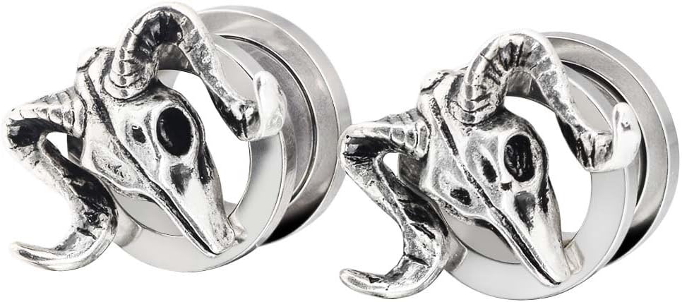 Stainless Steel Pulley Sheepshead Zodiac Double Flared Ear Plugs Tunnels Saddle Expander Set Gauges 0g-1"