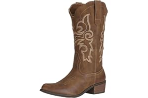 J's.o.l.e Ladies Cowgirl Cowboy Boots Woman Mid Wide Calf Western Fashion Brown Black Boots