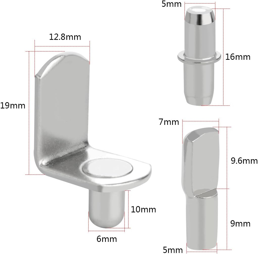 60pcs Shelf Bracket Pegs, Wobe Stainless Steel Shelf Pins Support Nickel Plated Shelf Peg Pin Supports for Cabinet Furniture Closet Shelf Bracket Wardrobe Office Accessories Display Stand: Home Improvement
