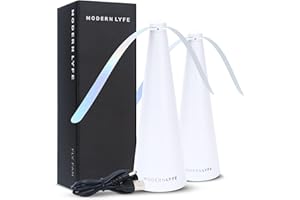 Fly Fans for Tables by Modern Lyfe - AA Battery & USB Powered - Fly Swatter Outdoor Camping Accessory Or for Food at Parties, Restaurants & Picnics, Bug Fan, Spinner Keeps Flies Away (2 Pack - White)