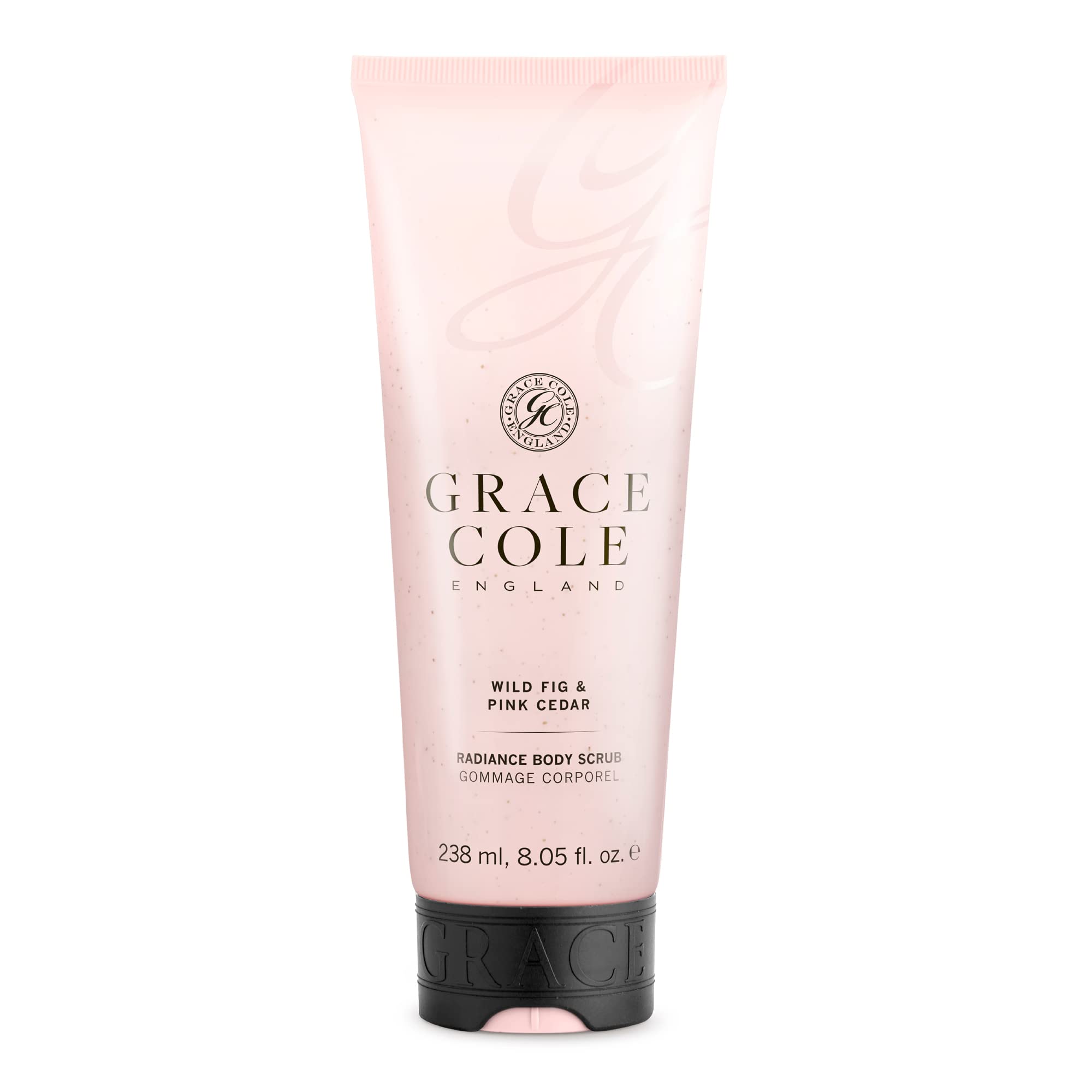 Grace Cole Wild Fig & Pink Cedar Exfoliating Body Scrub 238ml Refreshing Hydrating - Essential Oils - Vegan and Cruelty Free, No SLS or Parabens - Made In England
