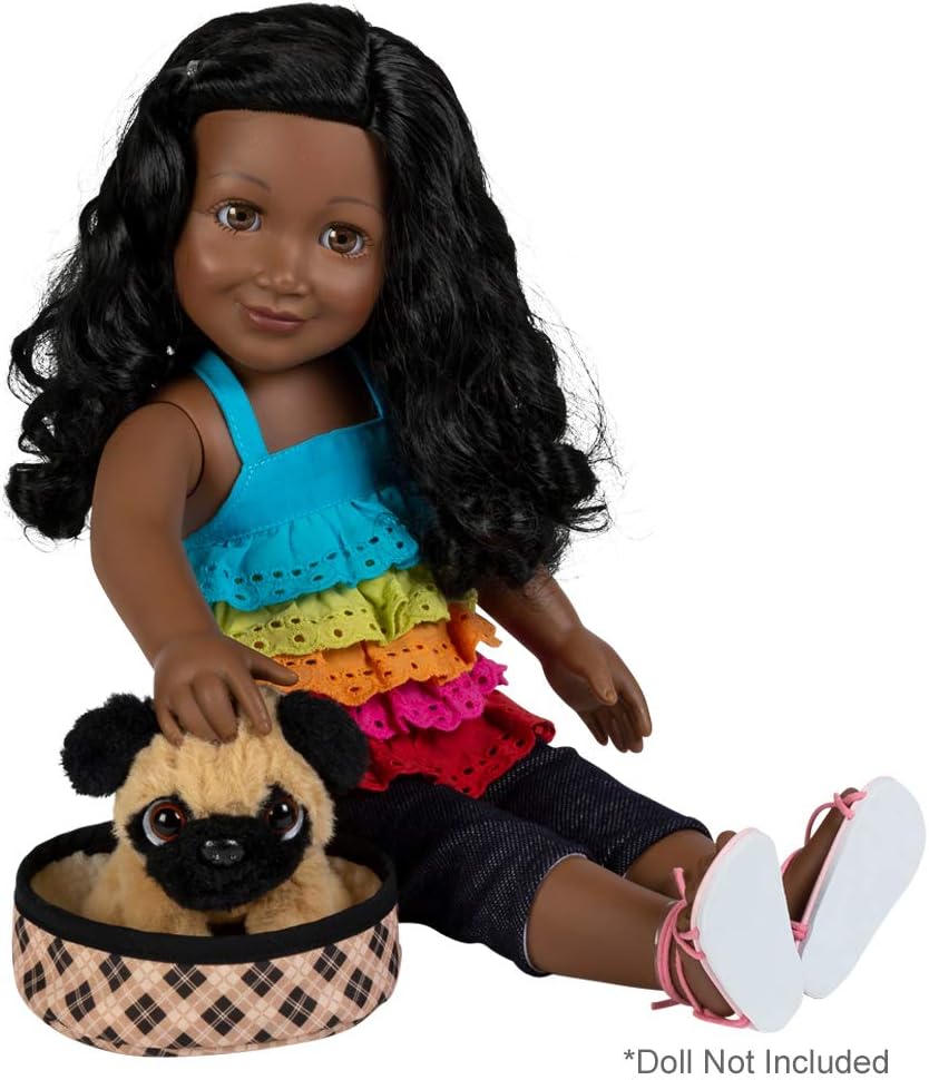 Adora Amazing Pets Preston the Brown Pug – 18 Doll Accessory includes 4.5 Dog, Dog Bed, Collar, Leash, Ball, Wooden Bowl and Bone ( Exclusive): Toys & Games