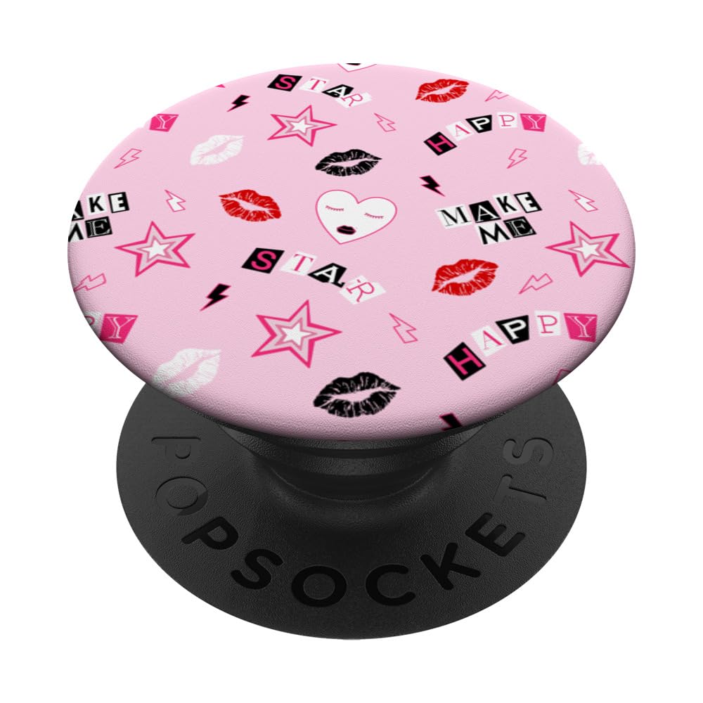 Bimbo Aesthetic Y2K Star On Front Pink Mcbling Trashy 2000s PopSockets Swappable PopGrip