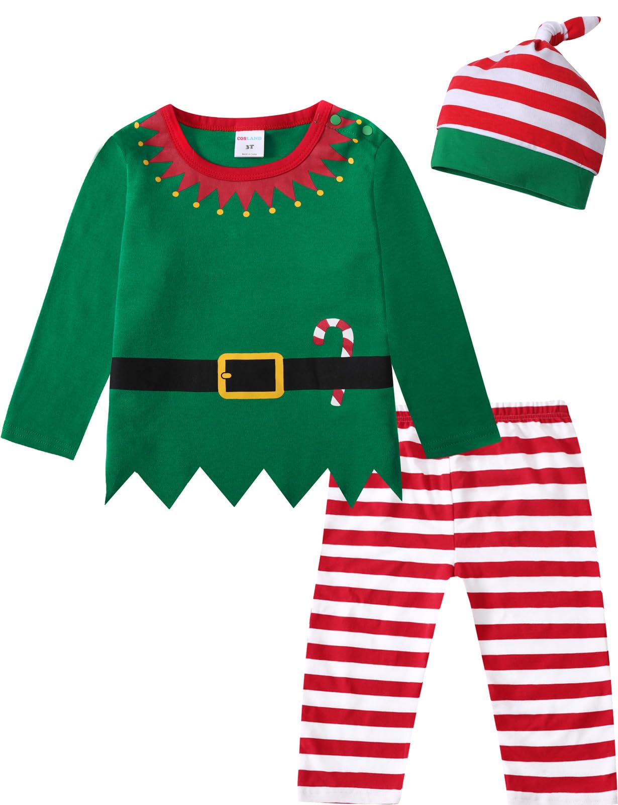 MOMBEBE COSLAND Baby Boys Christmas Elf Costume (6-12 Months，Green)