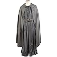 Ya-cos Men's Grey Wizard Cosplay Costume Long Robe Tied Cloak with Belt and Bag Accessories Full Set
