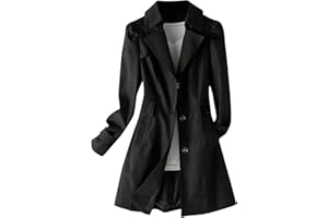 Women's Waterproof Trench Coat Single Breasted Windbreaker Classic Lapel Overcoat with Pockets Fall Winter Outwear