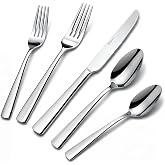 Silverware Set for 8, 45 Piece Stainless Steel Kitchen Utensils Cutlery Set | Gift Package for Wedding Housewarming, Heavy-Duty Steak Knife Fork and Spoon, Dishwasher Safe, Ergonomic Design, Flatware Set