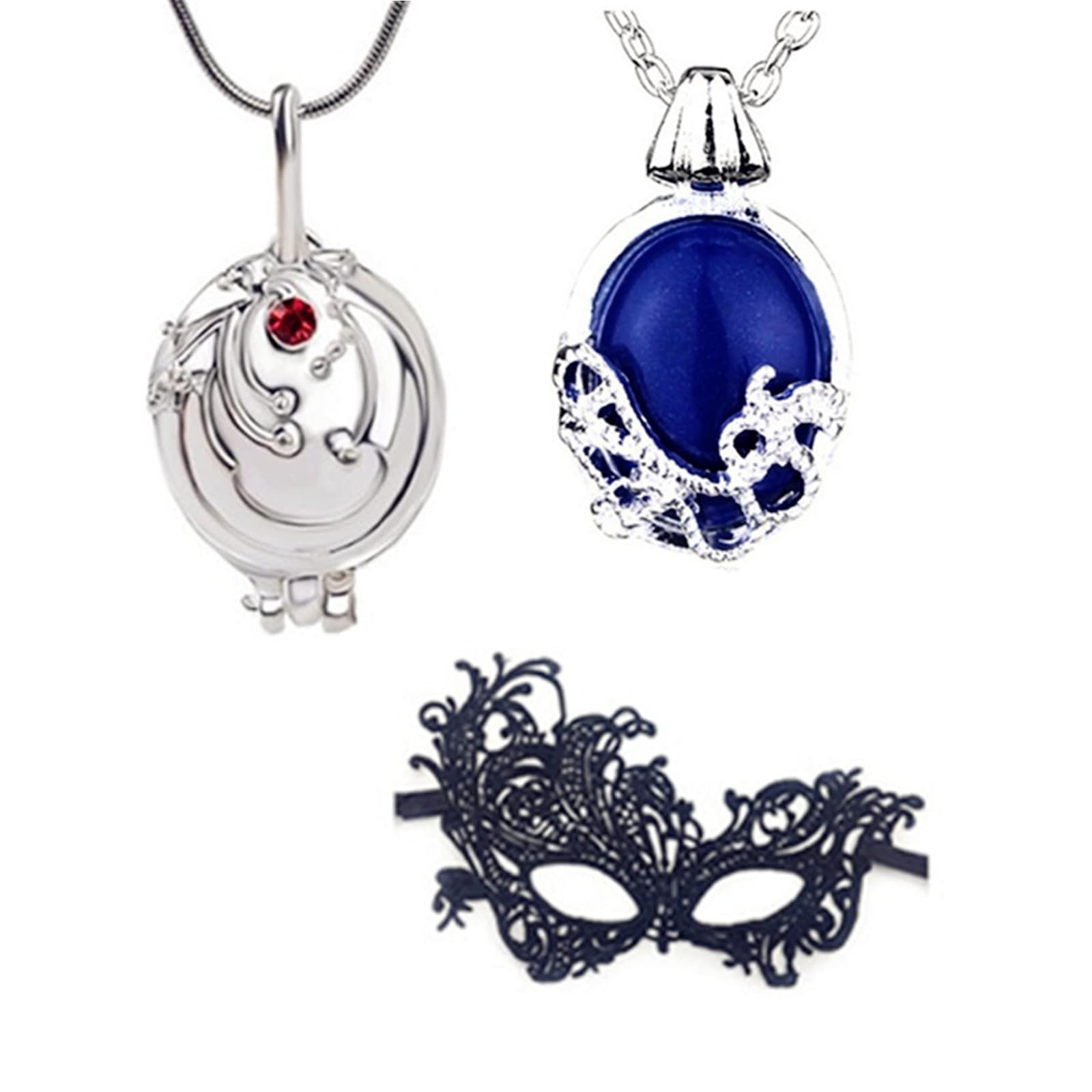 XHBTS 3 Set Lace Masquerade Mask Replace The Vampire Daywalking Necklaces Movie Jewelry Cosplay For Fans