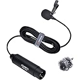 comica XLR Lavalier Condenser Microphone,CVM-V02O Omnidirectional Lapel Lavalier Microphone,Clip on Mic Interview Kit for Recorder Mixer camcorders Zoom H4n H5 H6 Tascam DR 40 DR100 (5.9f,1 Pack)