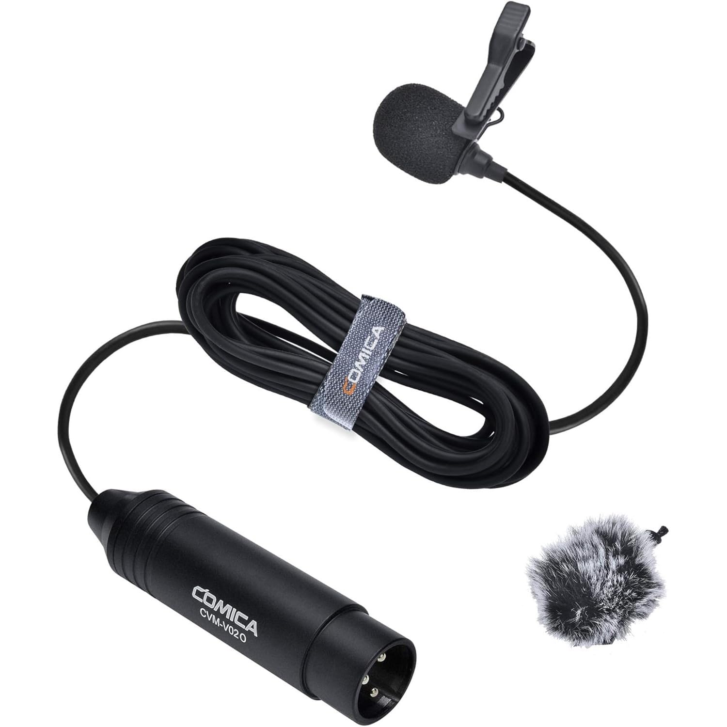 comica XLR Lavalier Condenser Microphone,CVM-V02O Omnidirectional Lapel Lavalier Microphone,Clip on Mic Interview Kit for Recorder Mixer camcorders Zoom H4n H5 H6 Tascam DR 40 DR100 (5.9f,1 Pack)