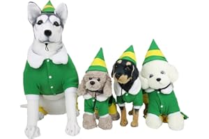 HLADCE Christmas Dog Elf Outfit with Hat Elf Dog Costume Cosplay Winter Warm Coat Clothes Outfit.(X-Large)