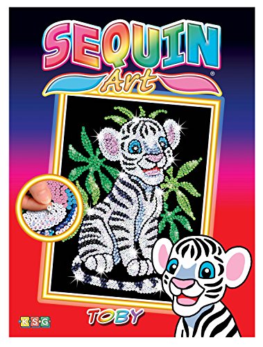 Sequin Art Red, White Tiger Cub, Sparkling Arts and Crafts Picture Kit, Creative Crafts