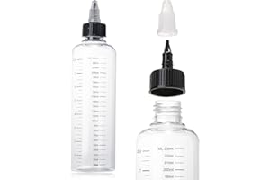 EXEXIUO 2Pcs Applicator Bottle for Hair 8.5oz Empty Squeeze Hair Oiling Bottle Plastic Hair Color Dispenser Container for Scalp Root Dye Container with Clear Graduated Scale Twist-On Top Tip Cap