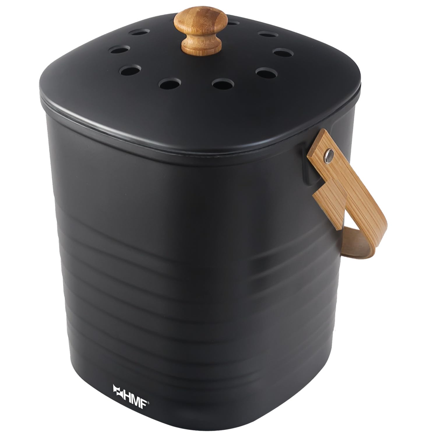 HMF Sustainable Organic Kitchen Waste Bin, 3L, Black (Bamboo Fiber, Corn Starch) — image 1