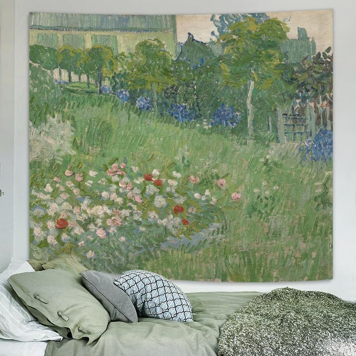 Tapestries - Avinyl Van Gogh Artwork Tapestry Spring Garden Wall Art Tapestry for Bedroom Aesthetic Abstract Oil Painting Vintage Wall Hanging for Living Room Dorm Decor 51in x 60in
