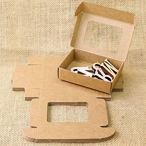 GXY FLZ 20Pcs Blank Kraft Paper Box With Window Handmade Soap Box Jewelry Cookies Gift Candy Box Wedding Party Decoration 85X60X22Mm