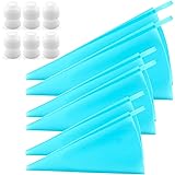 Weetiee D Silicone Pastry 3 Sizes Reusable Piping Baking Cookie Cake Decorating Bags (12’’+14’’+16’’)-6 Pack-Bonus 6 Icing Co