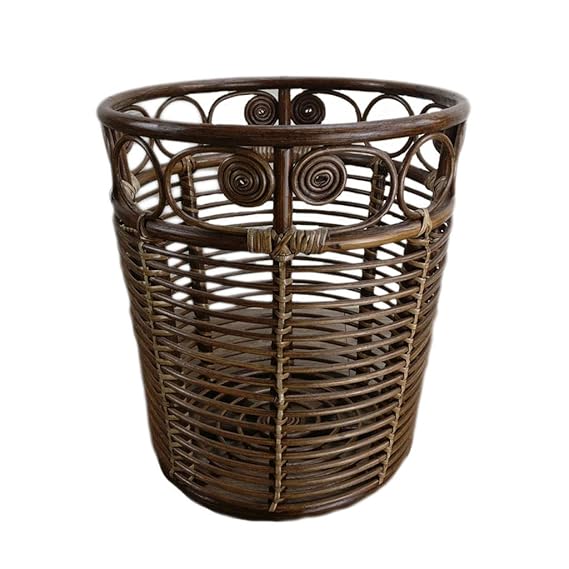 Kreative Rattan Uncovered Home Mülltonnen, schmutzige Kleidung Ablagekorb Hotel Handtuchkorb Badezimmer Mülleimer (Color : Br