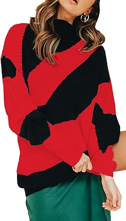 Donna Maglieria Pullover Semplice Rotondo Stile Lunga Invernali Autunno Manica Collo Colori Cucitura Maglioni Eleganti Vintage Fashion Sciolto Casuali Termico Calda Pullover A Maglia Pullover Amazon It Abbigliamento