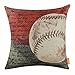 LINKWELL Vintage American Football Baseball Pillow Cover Popular Sports in USA with Small Words for Man Cave Burlap Throw Cushion Cover 18x18 Inch CC1120