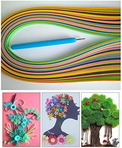 DOPIN Colorful Quilling Paper Origami Paper Mixed 36 Color 180 Stripes Handmade Crafts Artwork Flower Supplies Including Paper Pen (1X180Stripes)