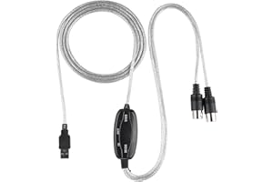 ZASCHMOY MIDI to USB Cable Converter - MIDI Interface Adapter for Keyboard Music Editing, USB Powered, Plug & Play, Includes 