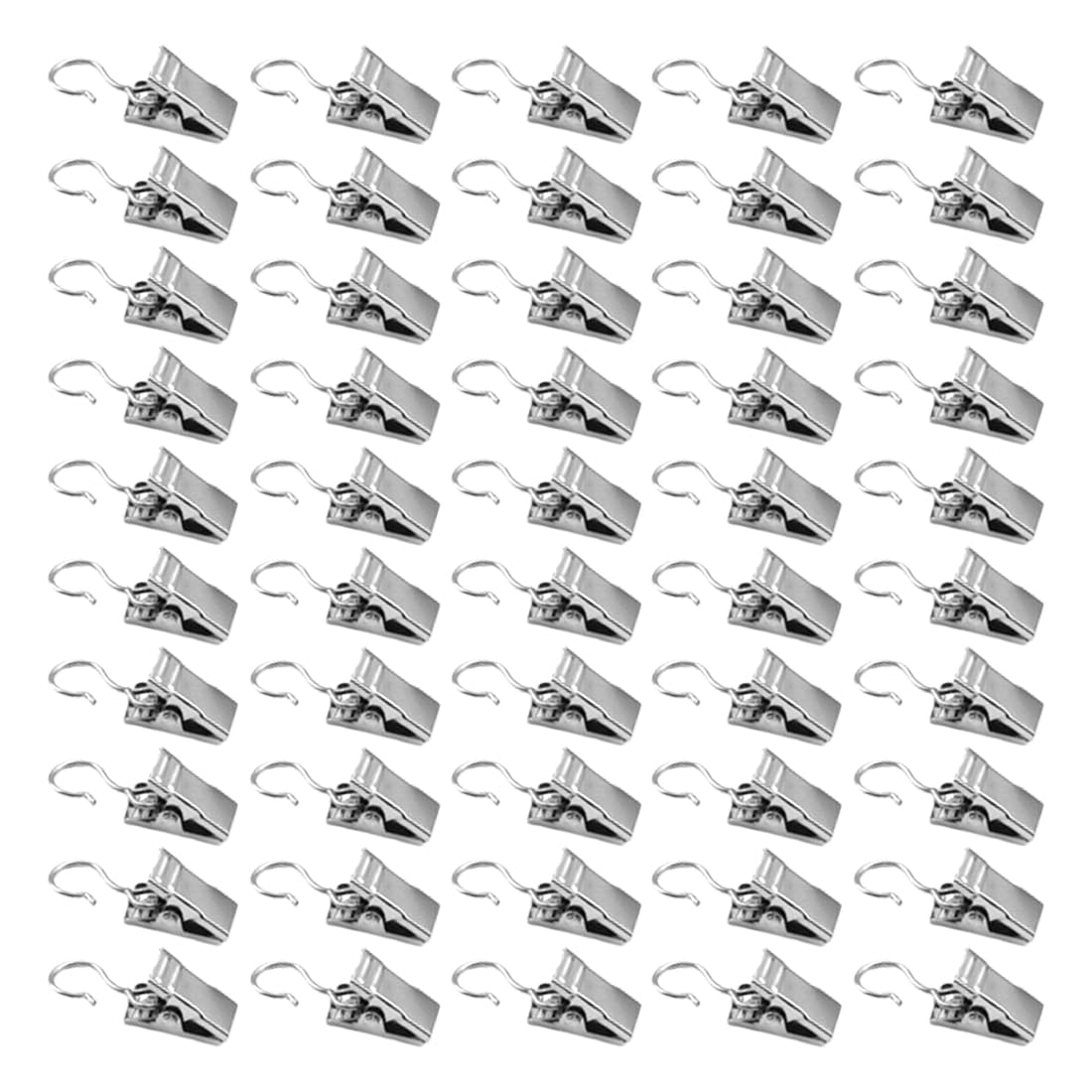 LAWALEISHE 50pcs Curtain Clips with Hooks, Heavy-Duty Metal Clips With Hook, Small Fixed Clips, Art Craft Hanger Hanging Clips,Photo Decorative Clips