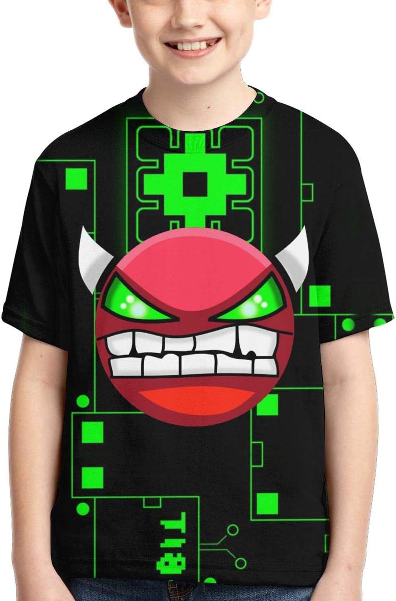 Red Demon Face Kids Fashion Children's T-Shirt Graphic Short Sleeve Shirt Tees Boys Girls