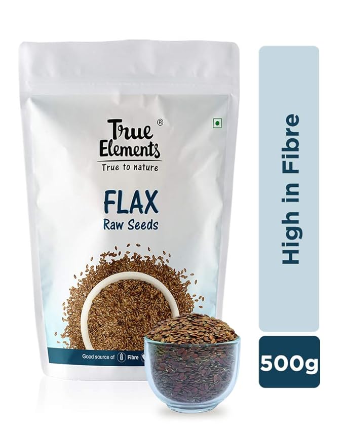 True Elements Raw Flax Seeds 500gm Rich in Fibre and Omega 3 Amazon