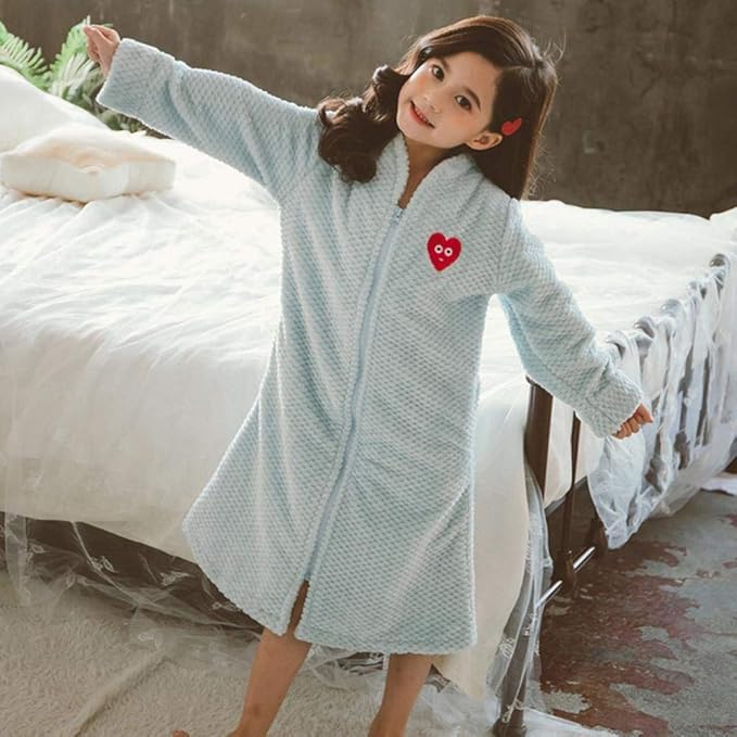 Kinder Bademantel Aus Flanell - Warme Nachtwäsche Mit Kapuze Für Mädchen & Jungen