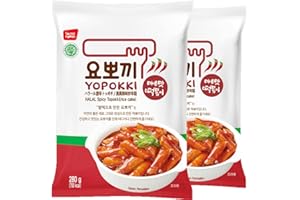 Yopokki Instant Halal Tteokbokki Pack (Hot Spicy, 2 Packs) Korean Street food with sweet and hot spicy sauce Topokki Rice Cake - Quick & Easy to Prepare