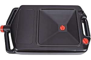 Jauarta Oil Drain Pan, 12L Capacity Low Profile Design with Easy Pour Spout, for ATVs Motorcycles Lawn Mowers Low Clearance V