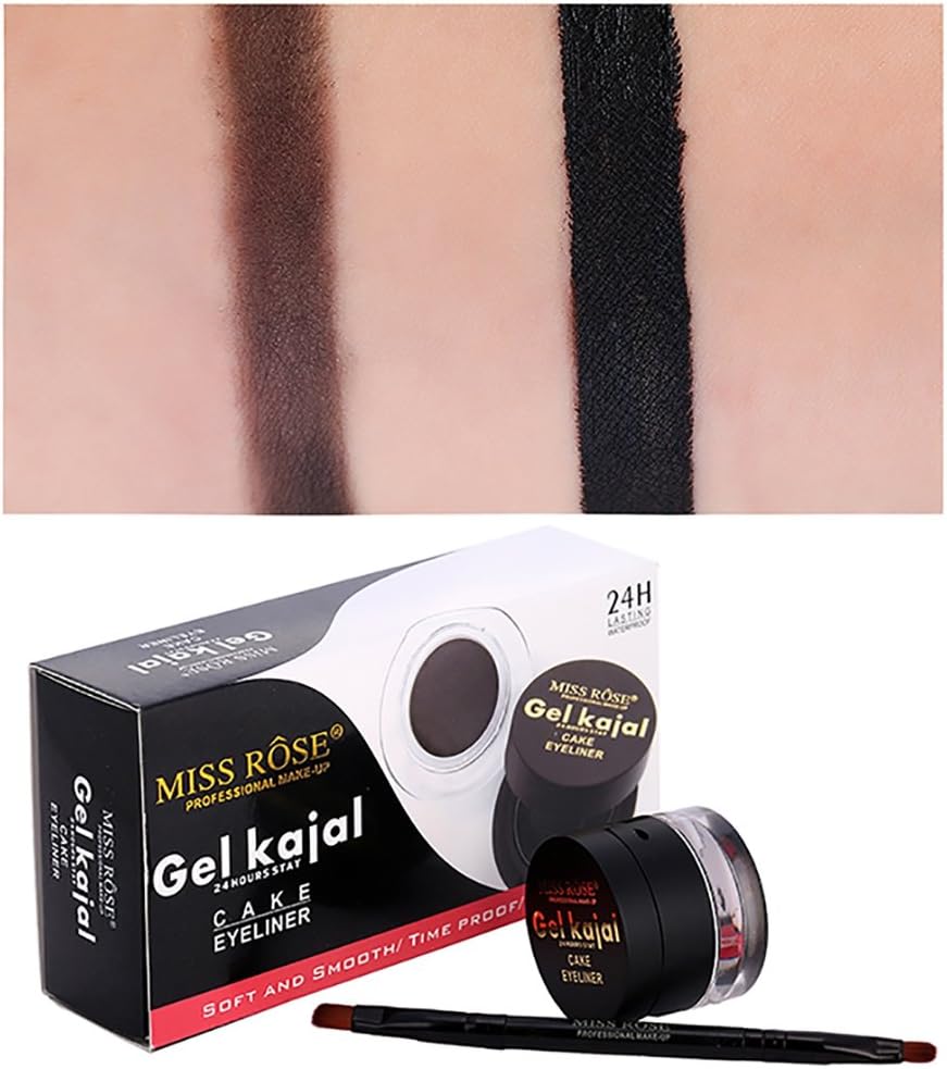 Luckine 2 IN 1 Gel Eyeliner Powder Eyeliner Cake Eyeliner Long Wear Professional Makeup 4+3g