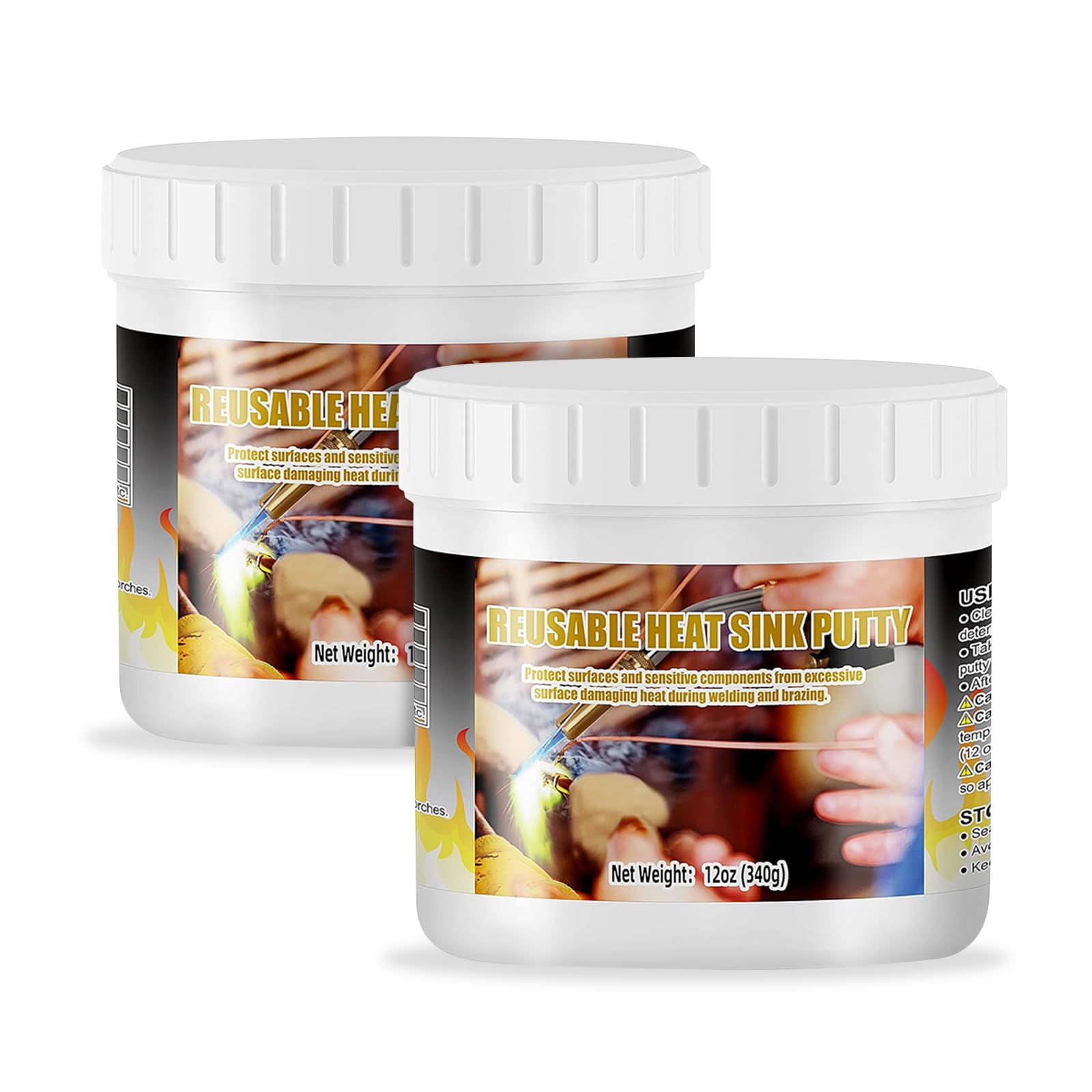 Photo 1 of Semlos Heat Blocking Putty Jar (2 Can), The Moldable & Reusable Solder Heat Insulation Clay, Heat Barrier for Installing Sight Glasses, TXV Valves, Directional Valves et al?12 oz?