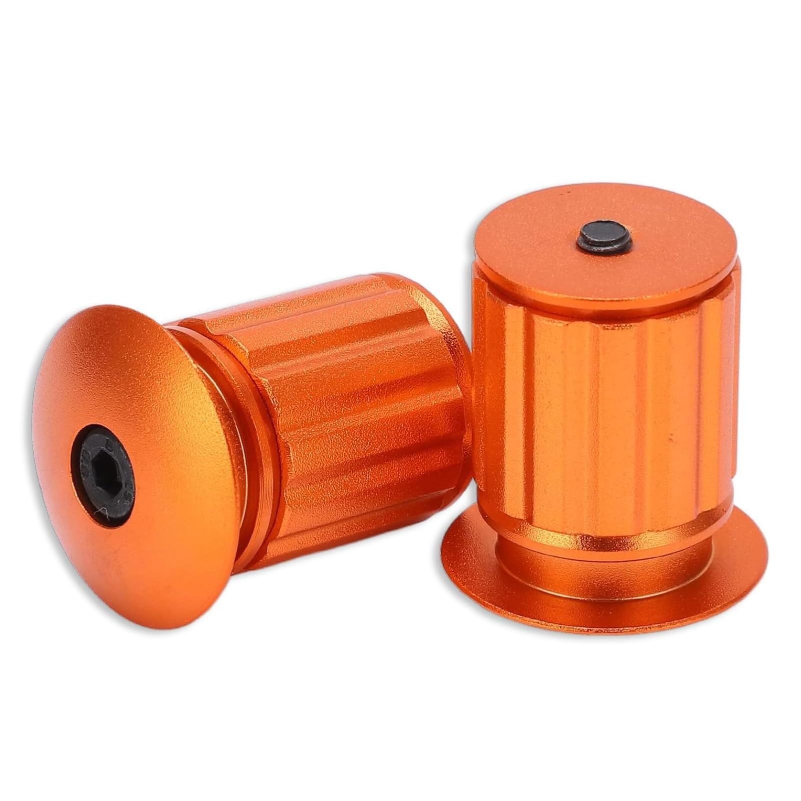 HERCHR 1Pair Bicycle Handlebar End Plugs, Bike Handle Bar Plug Bike Expansion Locking Handlebar Block Aluminum Handle Bar End Cap for 18‑20mm/0.7‑0.8in Road Mountain Bicycle Handlebars (Orange)