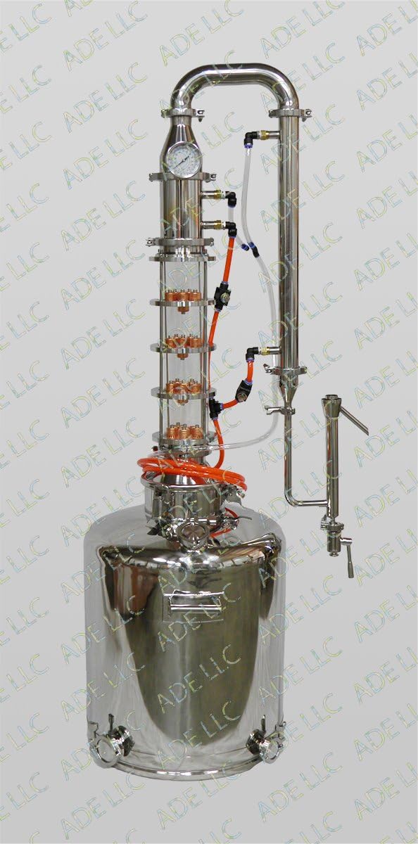 26 Gallon Moonshine Still with 4" Borosilicate Glass 4 Plate Column w/Cooling