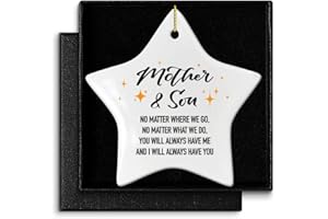 BANLAI Mother & Son Christmas Ornament Gift, You Will Always Have Me and I Will Always Have You, Birthday Mother's Day Keepsake Ornament Gift for Son Mom, Christmas Tree Star Shape Ceramic Ornament Decor