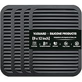 YUGUARD Trivets for Hot Dishes 4 - Pack Heat Resistant Pot Holders for Kitchen | Non - Slip Hot Pads for Hot Pots, Pans & Quartz Countertops | Black Kitchen Silicone Mats