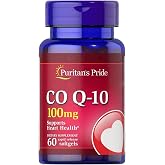 Puritan's Pride Coenzyme CoQ10 100mg, 60 Servings | Dietary Supplement for Heart Health, Blood Pressure, Oral Gum Health, and Healthy Aging Support, Rapid Release Softgels
