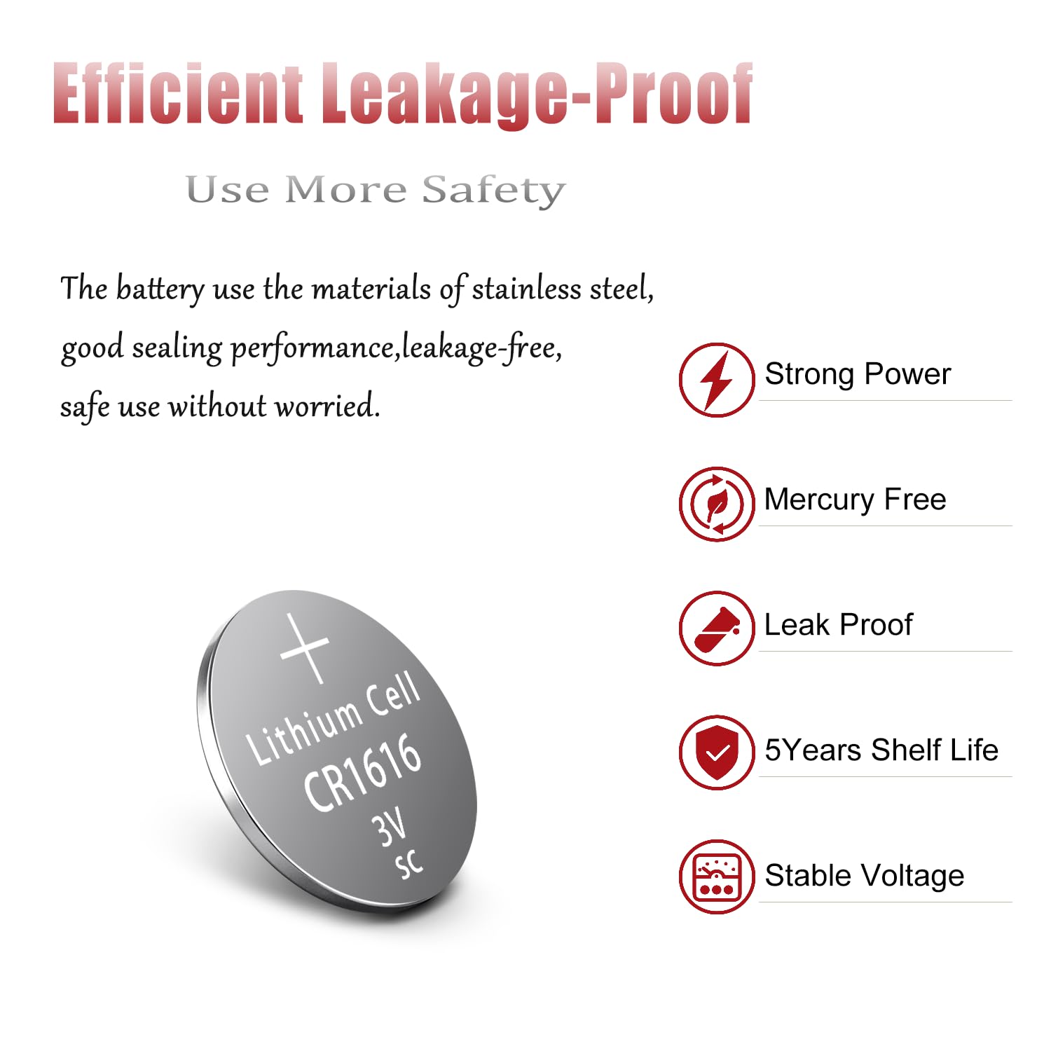 Beidongli CR1616 Battery 3V Lithium Battery Coin Button Cell 10 Pack 【5-Year Warranty】